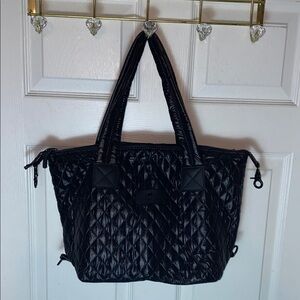 NWT Heartlove  Black Quilted Tote Bag Large